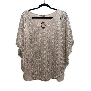 Champagne Cream Lace Overlay Women's Top
